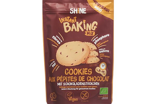 SHINE Instant Baking Mix Cookies Schoko Chips BIO Btl 300 g