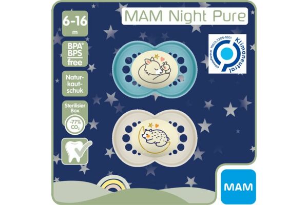 MAM Night lolette caoutchouc 6-16 mois 2 pce
