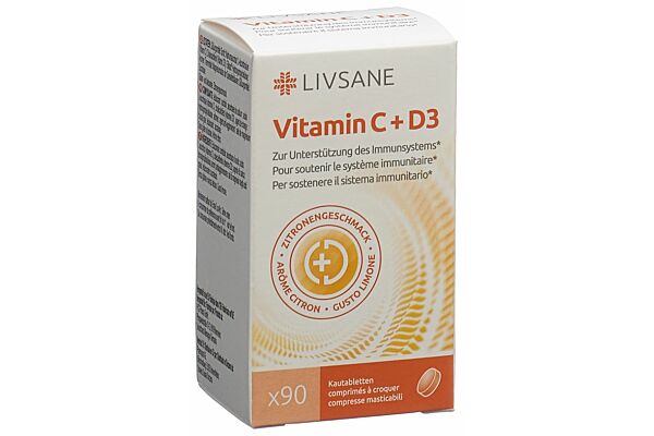 Livsane vitamine C + D3 comprimés à croquer bte 90 pce