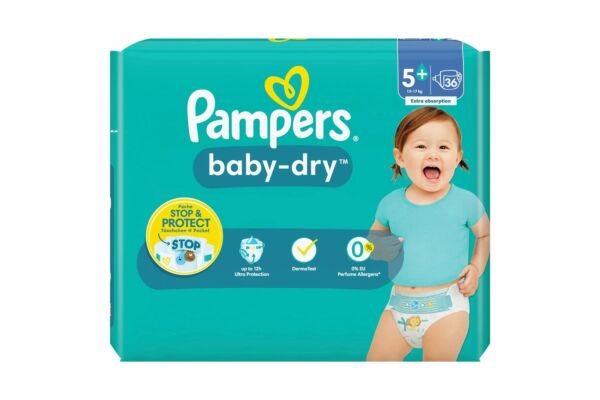 Pampers Baby Dry Gr5+ 12-17kg Junior Plus pack économique 36 pce