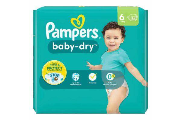 Pampers Baby Dry Gr6 13-18kg Extra Large pack économique 34 pce