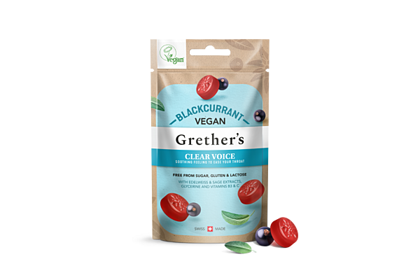 Grethers Clear Voice Blackcurrant pastilles vegan sach 45 g