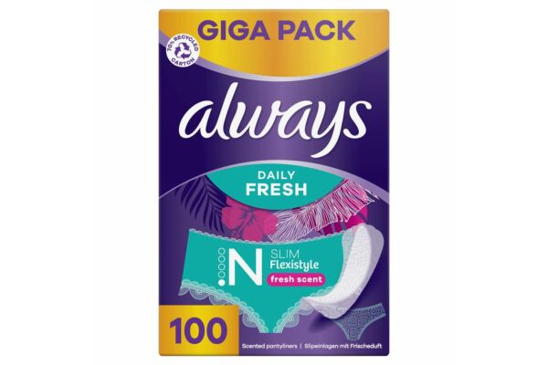 always protège-slip Daily Fresh Flexistyle Slim avec parfum fraîcheur Gigapack 100 pce