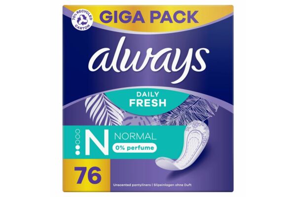always protège-slip Daily Fresh Normal sans parfum GigaPack 76 pce
