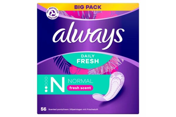 always protège-slip Daily Fresh Normal avec parfum fraîcheur BigPack 56 pce