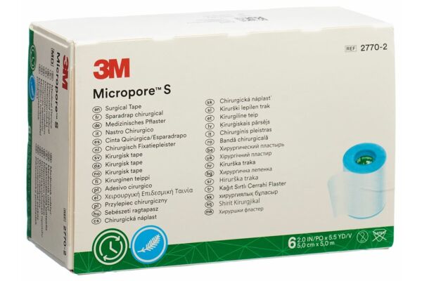 3M Micropore S Silikonrollenpflaster 5cmx5m 6 Stk