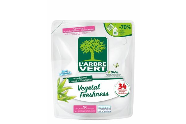 L'ARBRE VERT Refill Flüssigwaschmittel vegetal Btl 1.53 lt