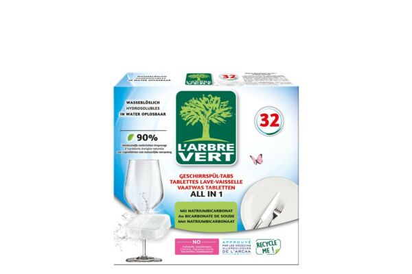 L'ARBRE VERT tablettes lave-vaisselle écologique All in 1 32 pce