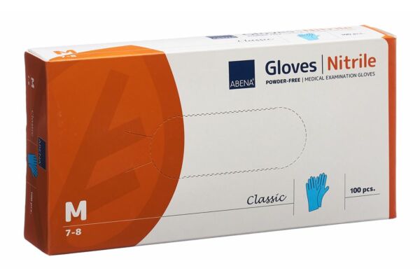 ABENA Classic gants en nitril M 240mm non poudré non stérile bleu 100 pce