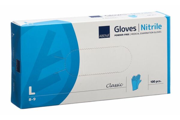 ABENA Classic gants en nitril L 240mm non poudré non stérile bleu 100 pce