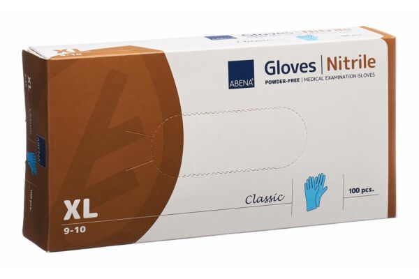 ABENA Classic gants en nitril XL 240mm non poudré non stérile bleu 100 pce