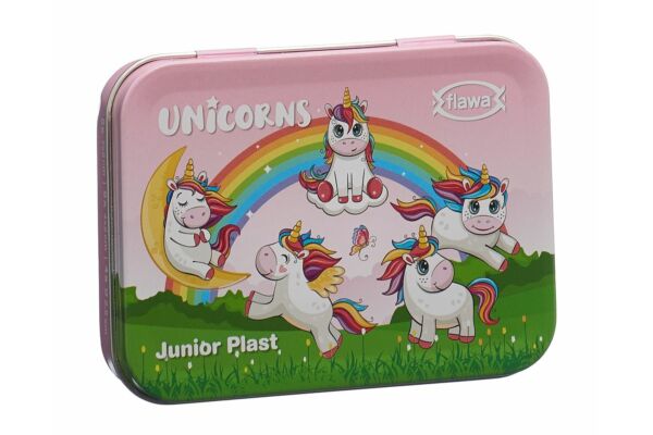 Flawa Junior Plast Strips Unicorns Tin Box 20 Stk