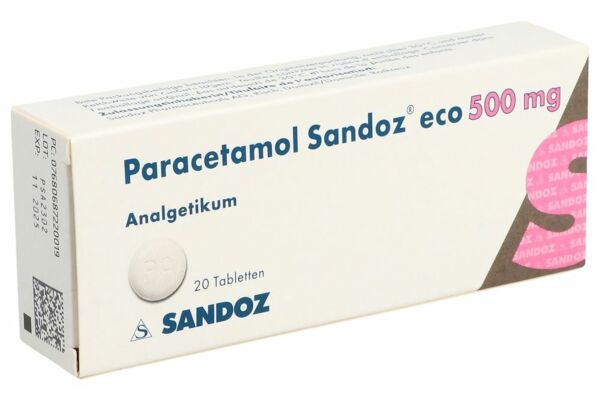 Paracétamol Sandoz eco cpr 500 mg 20 pce