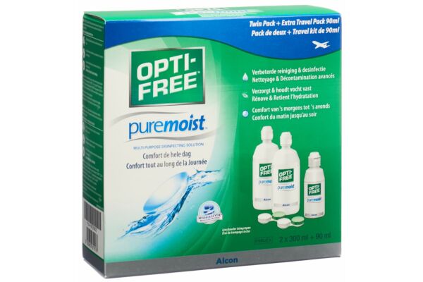 Opti Free PureMoist solution multi-fonctions de décontamination 2x300ml + 90ml