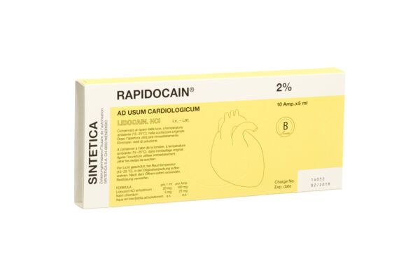 Rapidocain Cardio 2% 100 mg/5ml 10 Amp 5 ml