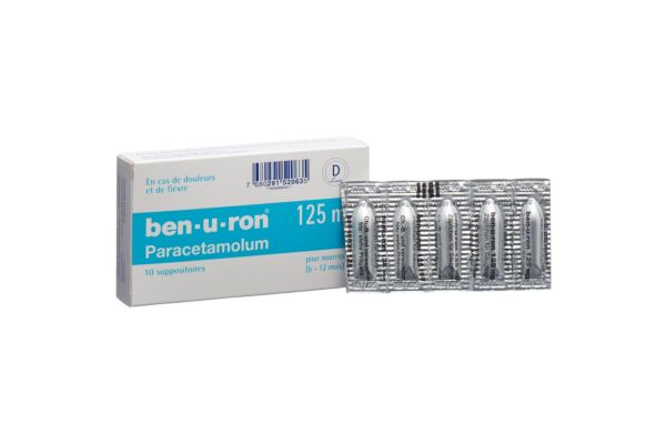 Ben-u-ron supp 125 mg bébé 10 pce
