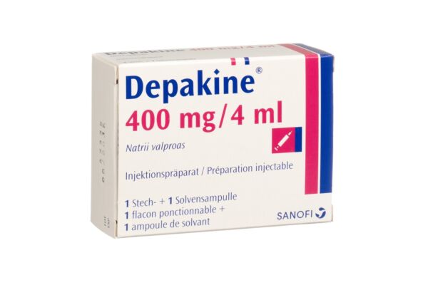 Depakine subst sèche 400 mg avec solvant 4 ml flac