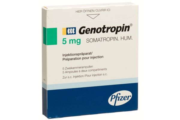 Genotropin subst sèche 5 mg avec solvant amp 5 pce
