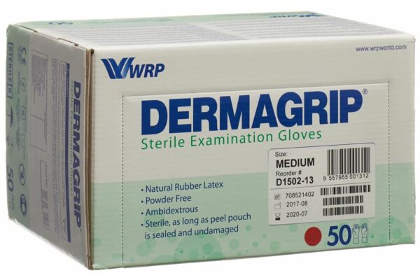 Dermagrip Untersuchungs-Handschuhe Latex M steril 50 Paar