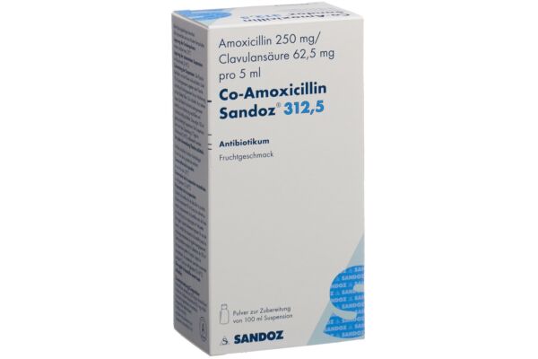 Co-Amoxicillin Sandoz Plv 312.5 mg für Suspension Fl 100 ml