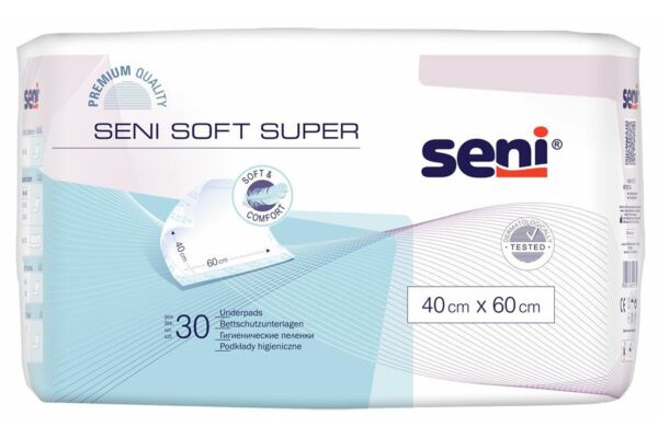 Seni Soft Super Einmal-Bettschutz 40x60cm 4 Tropfen 30 Stk