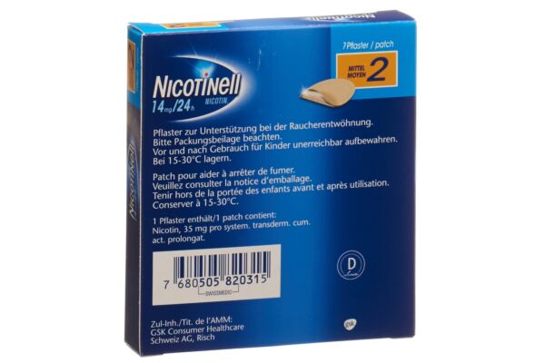Nicotinell 2 mittel Matrixpfl 14 mg/24h 7 Stk