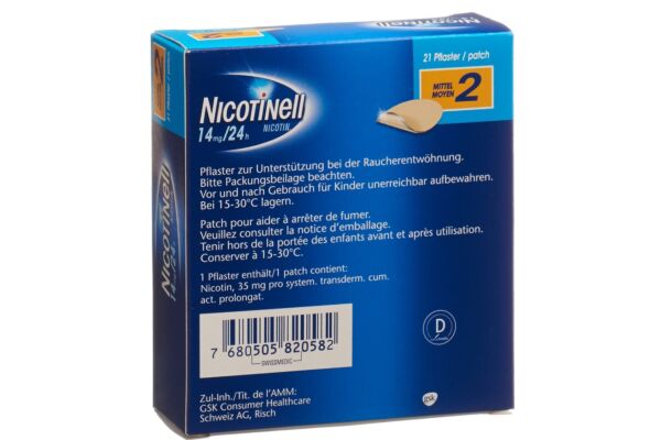 Nicotinell 2 mittel Matrixpfl 14 mg/24h 21 Stk