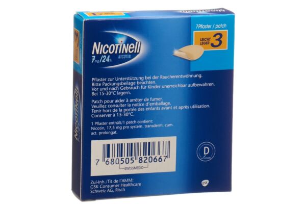 Nicotinell 3 léger patch mat 7 mg/24h 7 pce