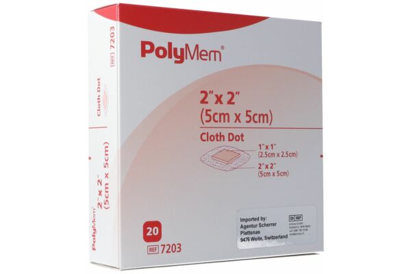 PolyMem Adhesive Dressing Cloth-Backed 5x5cm 20 Stk