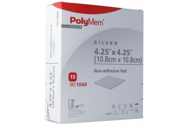 PolyMem Non Adhesive Silver Dressing 10.8x10.8cm 15 Stk