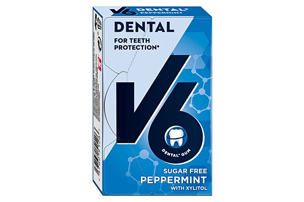 V6 Dental Care chewing gum Peppermint box