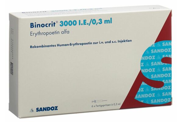 Binocrit Inj Lös 3000 IE/0.3ml 6 Fertspr 0.3 ml