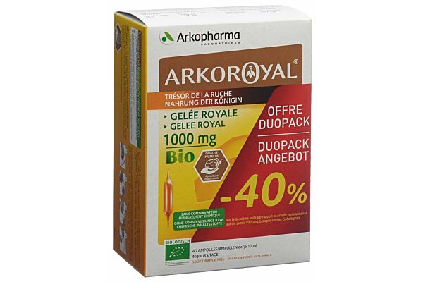 Arkoroyal gelée royale amp buv 1000 mg duo 2 x 20 pce