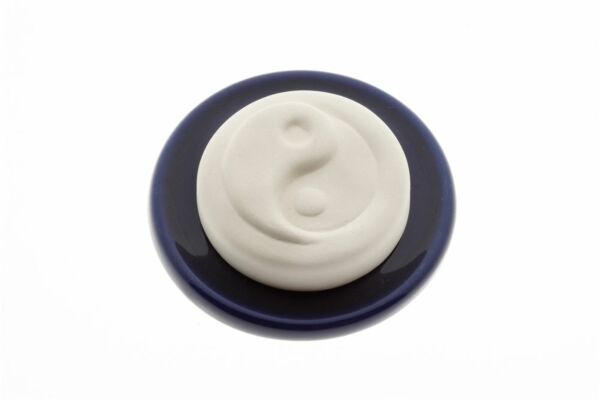 Aromalife set pierre odorante ying yang & soucoupe bleu foncé