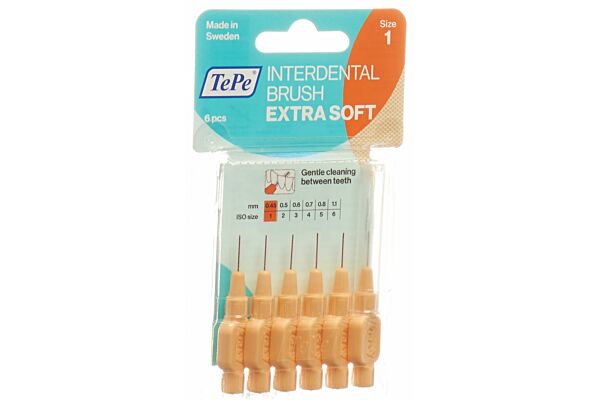 TePe Interdental Brush 0.45mm x-soft orange Blist 6 Stk
