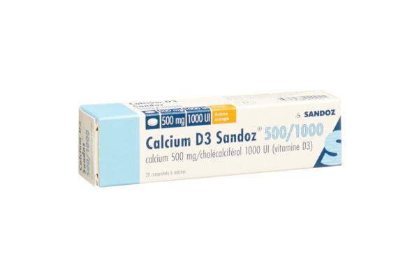Calcium D3 Sandoz Kautabl 500/1000 20 Stk