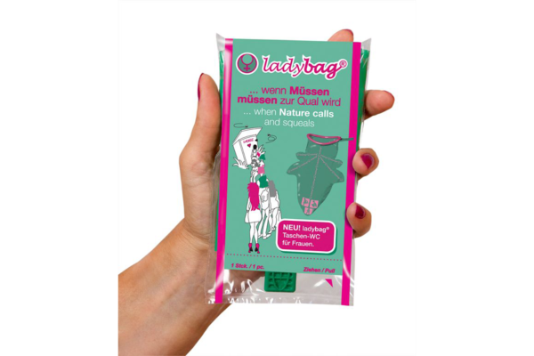 ladybag Taschen-WC für Frauen 700ml für Einmalgebrauch 52 g leicht ergonomische ovale Öffnung