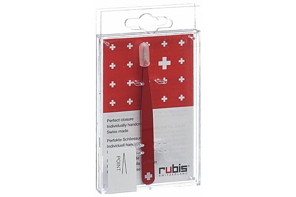 Rubis Pincette croix suisse pointue rouge Inox