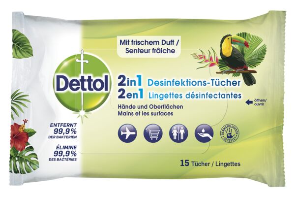 Dettol 2en1 lingettes désinfectantes 15 pce