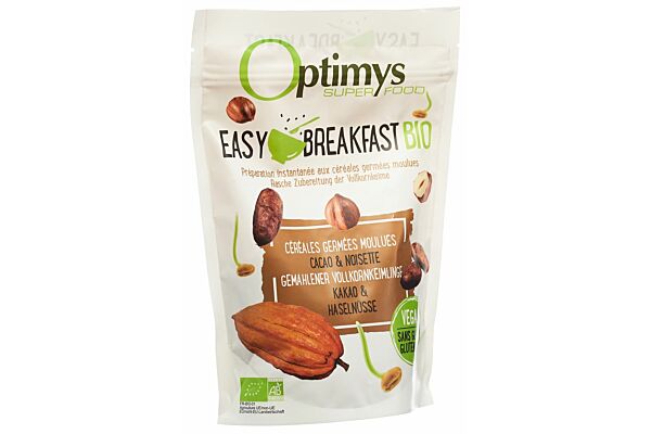 Optimys Easy Breakfast cacao et noisette bio sach 350 g