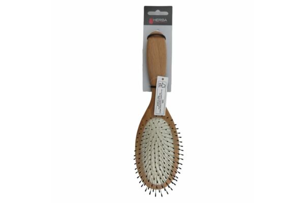 Herba brosse à cheveux pointes métalliques ovale bois de hêtre certifié FSC