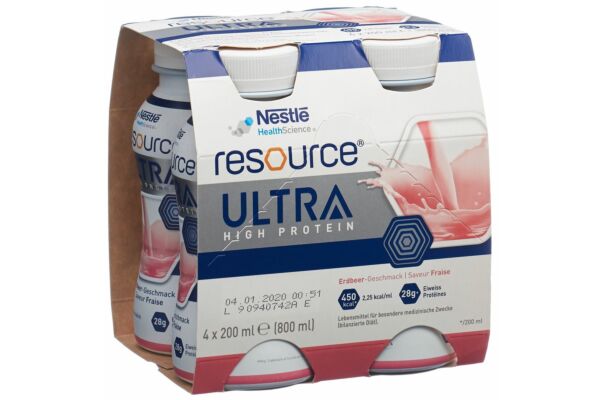 Resource Ultra High Protein Erdbeer 4 Fl 200 ml