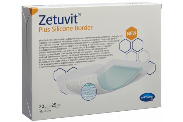 Zetuvit Plus Silicone Border 20x25cm 10 pce