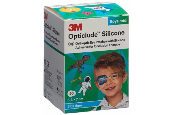 3M Opticlude Silicone pansement orthoptique 5.3x7cm midi boys 50 pce
