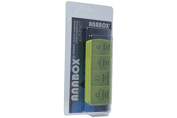 Anabox pilulier compact un jour vert 4 cases emballage Blister allemand/français/italien