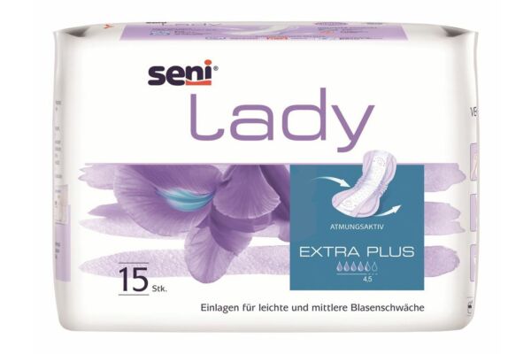 Seni Lady Extra Plus protections anatomiques et respirantes 15x33cm 4.5 gouttes 15 pce