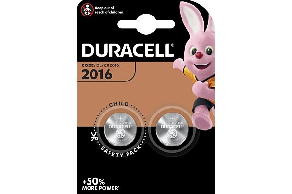 Duracell pile CR2016 3V lithium B2 XL 2 pce