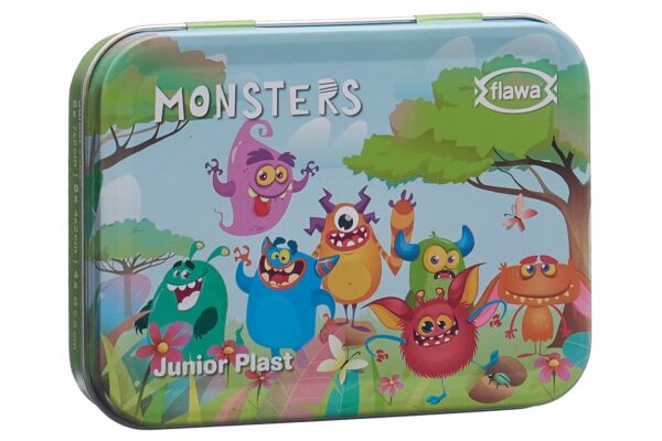Flawa Junior Plast Strips Monsters Tin Box 20 Stk