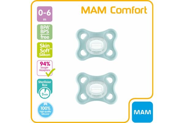 MAM Comfort lolette silicone 0-6 mois 2 pce
