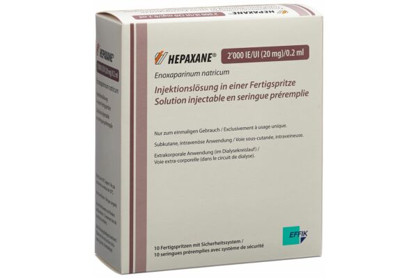 Hepaxane Inj Lös 20 mg/0.2ml Fertspr 10 Stk